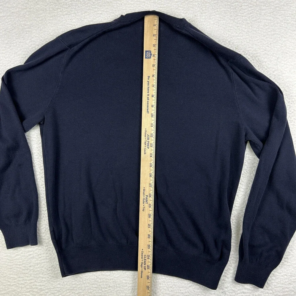 Polo Ralph Lauren Sweater Mens XL V-Neck Navy Blue Pima Cotton Knit Pullover